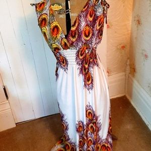 Peacock princess sun maxi dress